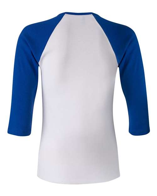 BELLA + CANVAS 2000 Women’s 1X1 Baby Rib Raglan Three-Quarter Sleeve Tee