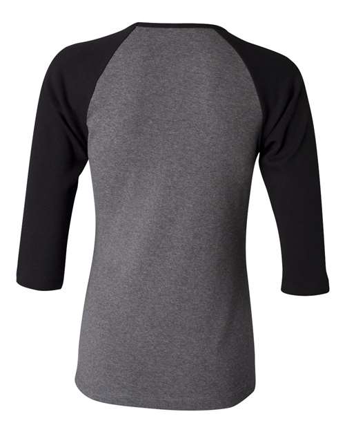 BELLA + CANVAS 2000 Women’s 1X1 Baby Rib Raglan Three-Quarter Sleeve Tee