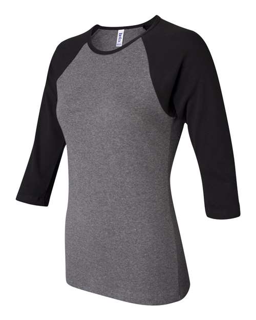 BELLA + CANVAS 2000 Women’s 1X1 Baby Rib Raglan Three-Quarter Sleeve Tee