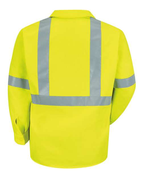 Red Kap SS14HV Men's High Visibility Safety Long Sleeve Work Shirt