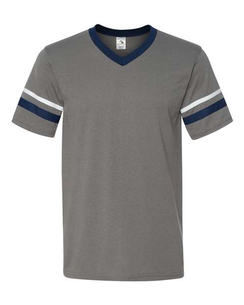 Augusta Sportswear 360 V-Neck Jersey with Striped Sleeves