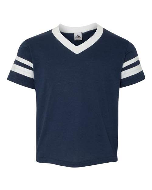 Augusta Sportswear 361 Youth V-Neck Jersey with Striped Sleeves