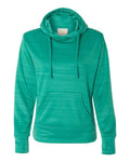 J. America 8662 Women's Odyssey Striped Performance Fleece Lapover Hooded Sweatshirt