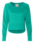 J. America 8663 Women's Odyssey Striped Performance Fleece Hi-Low Crewneck Sweatshirt
