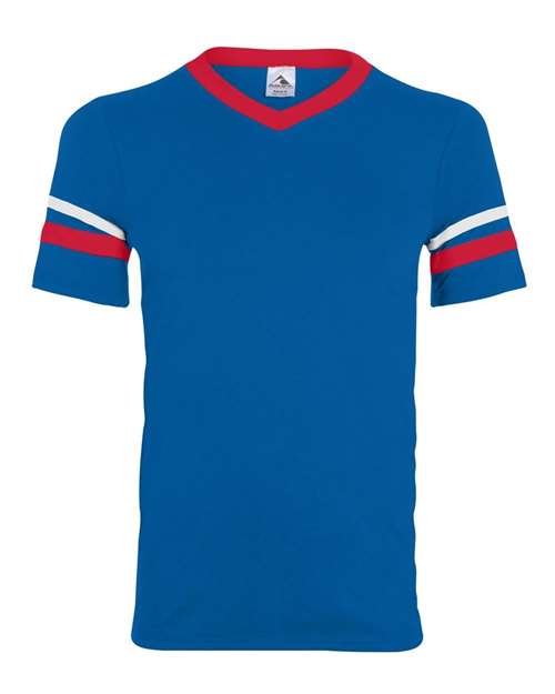 Augusta Sportswear 360 V-Neck Jersey with Striped Sleeves