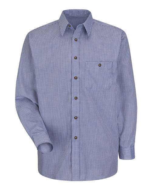 Red Kap SP74 Men's Mini-Plaid Uniform Long Sleeve Shirt