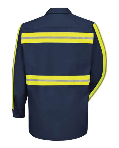 Red Kap SP14E Men's Industrial Enhanced-Visibility Long Sleeve Work Shirt