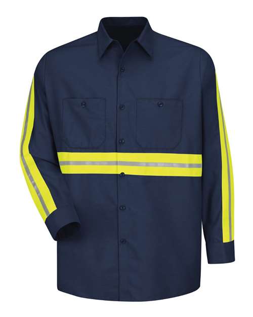 Red Kap SP14E Men's Industrial Enhanced-Visibility Long Sleeve Work Shirt