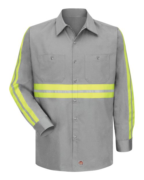 Red Kap SC30E Men's Enhanced Visibility Long Sleeve Cotton Work Shirt