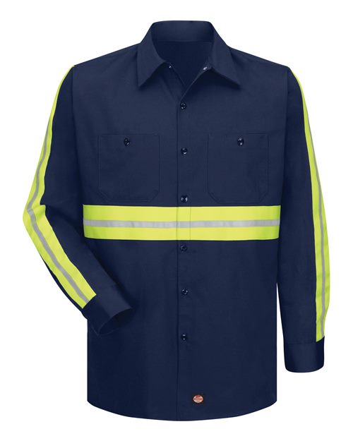 Red Kap SC30ET Men's Tall Enhanced Visibility Long Sleeve Cotton Work Shirt
