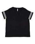 LAT 3837 Women's Curvy Collection Vintage Football Tee