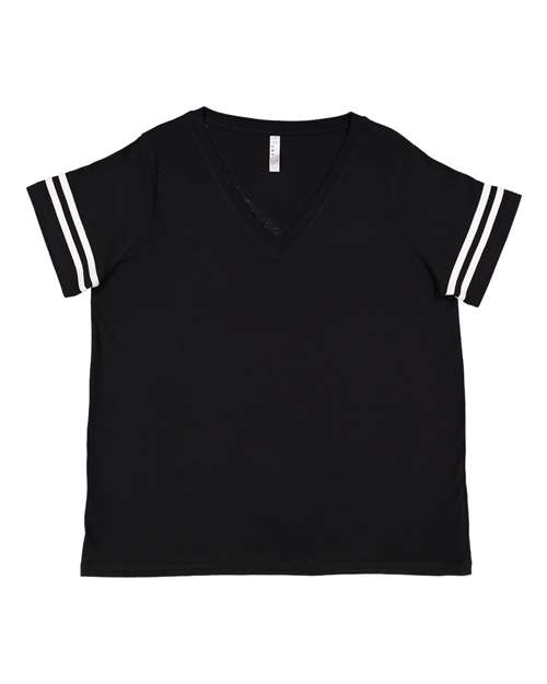 LAT 3837 Women's Curvy Collection Vintage Football Tee