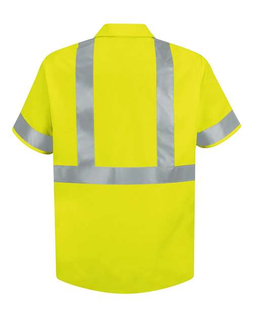 Red Kap SS24HVT Men's Tall High Visibility Safety Short Sleeve Work Shirt