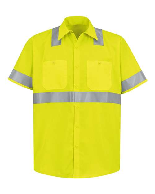 Red Kap SS24HVT Men's Tall High Visibility Safety Short Sleeve Work Shirt