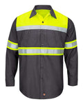 Red Kap SY70 Men's Hi-Visibility Colorblock Ripstop Long Sleeve Work Shirt