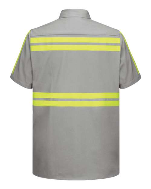 Red Kap SC40ET Men's Tall Enhanced Visibility Short Sleeve Cotton Work Shirt