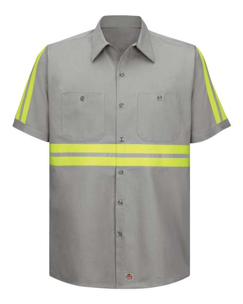 Red Kap SC40ET Men's Tall Enhanced Visibility Short Sleeve Cotton Work Shirt