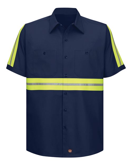 Red Kap SC40ET Men's Tall Enhanced Visibility Short Sleeve Cotton Work Shirt