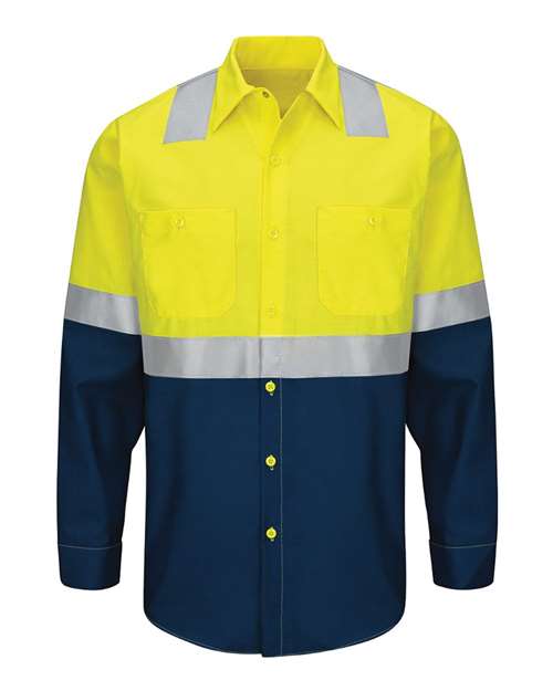 Red Kap SY14T Men's Tall Enhanced & Hi-Visibility Long Sleeve Work Shirt