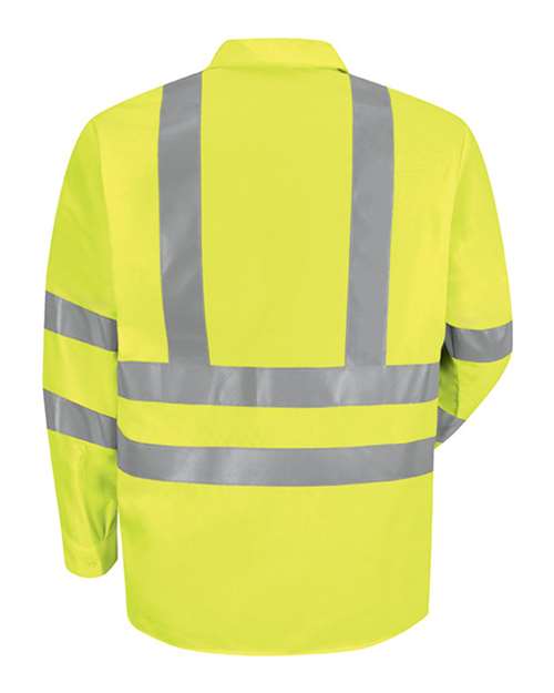 Red Kap SS14HV Men's High Visibility Safety Long Sleeve Work Shirt