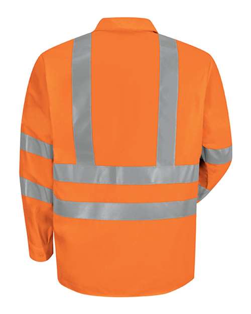 Red Kap SS14HV Men's High Visibility Safety Long Sleeve Work Shirt