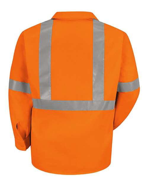 Red Kap SS14HV Men's High Visibility Safety Long Sleeve Work Shirt