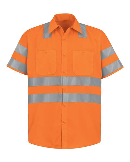Red Kap SS24HVT Men's Tall High Visibility Safety Short Sleeve Work Shirt