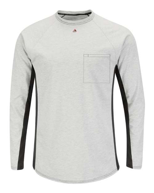 Bulwark MPS8 Men's Long Sleeve FR Two-Tone Base Layer with Concealed Chest Pocket - EXCEL FR