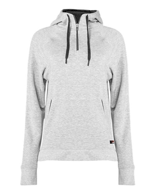 Badger 1051 Women's FitFlex French Terry Quarter-Zip Hooded Pullover