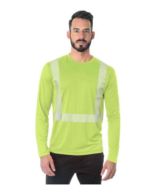 Bayside 3740 Unisex USA-Made Hi-Visibility Long Sleeve Performance T-Shirt - Segmented Tape