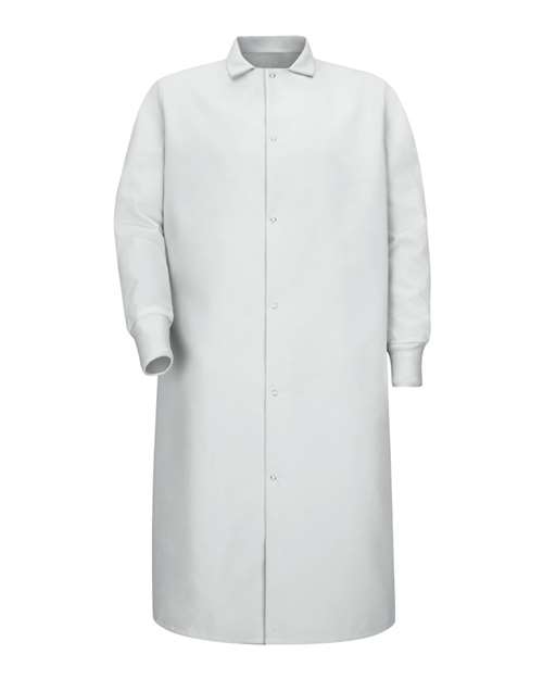 Red Kap KS60 Unisex Gripper-Front Pocketless Butcher Coat With Knit Cuffs