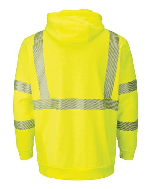 Bulwark SMZ4HVT Men's Tall Hi-Visibility Zip-Front Hooded Fleece Sweatshirt with Waffle Lining