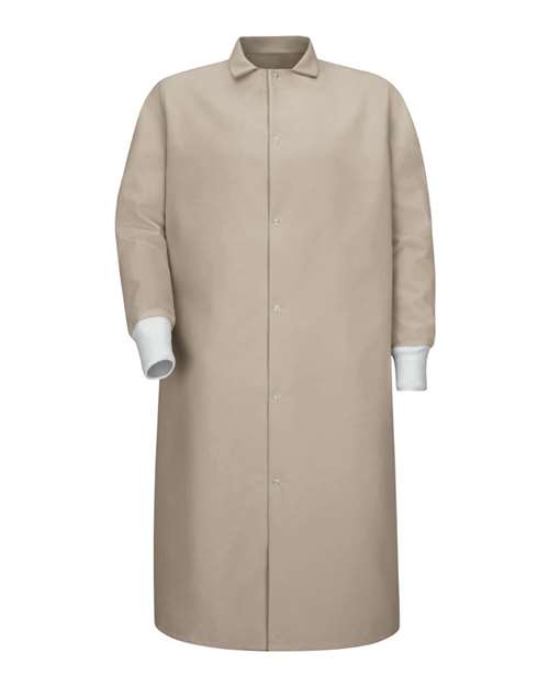 Red Kap KS60 Unisex Gripper-Front Pocketless Butcher Coat With Knit Cuffs