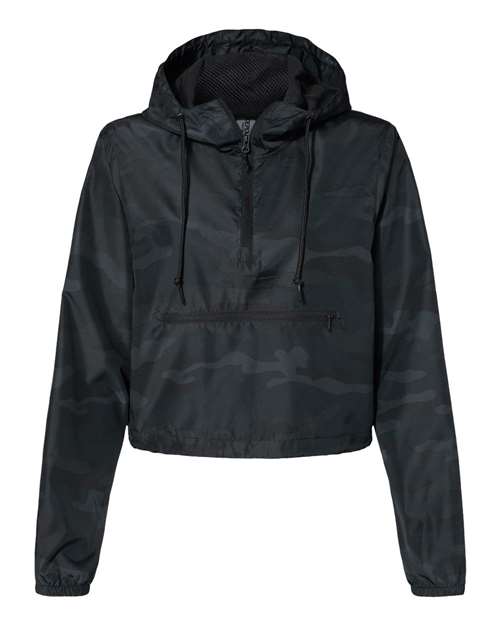 Independent Trading Co. EXP64CRP Women's Lightweight Quarter-Zip Pullover Crop Windbreaker