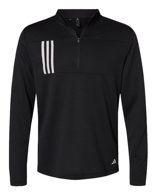 Adidas A482 Men's 3-Stripes Double-Knit Quarter-Zip Pullover
