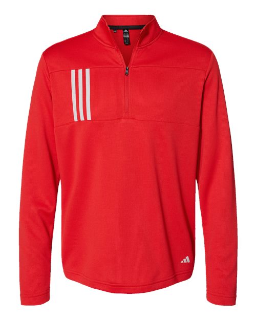 Adidas A482 Men's 3-Stripes Double-Knit Quarter-Zip Pullover