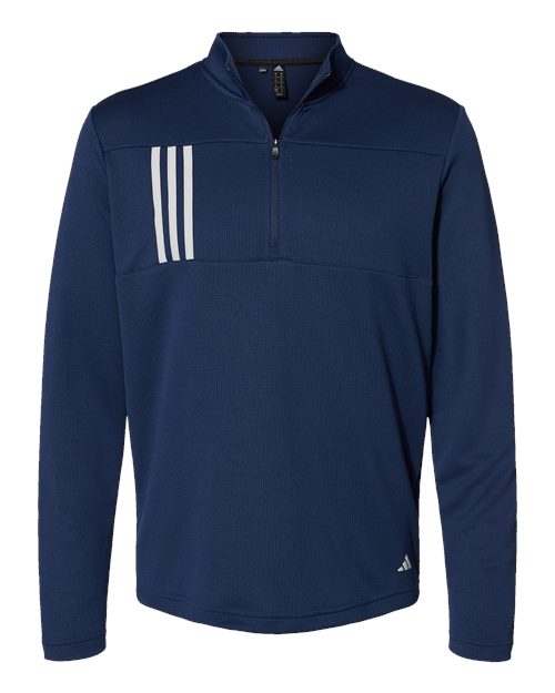 Adidas A482 Men's 3-Stripes Double-Knit Quarter-Zip Pullover