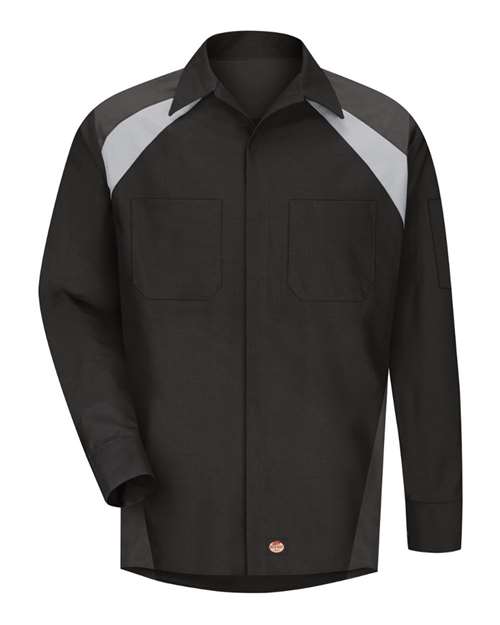 Red Kap SY18 Men's Long Sleeve Tri-Color Shop Shirt