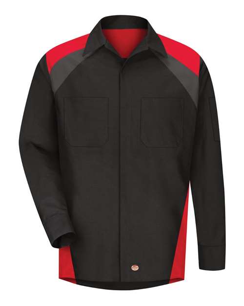Red Kap SY18T Men's Tall Long Sleeve Tri-Color Shop Shirt