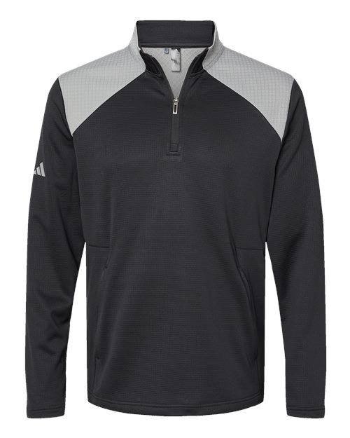 Adidas A532 Men's Textured Mixed Media Quarter-Zip Pullover