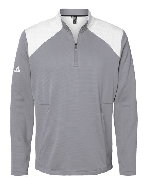 Adidas A532 Men's Textured Mixed Media Quarter-Zip Pullover